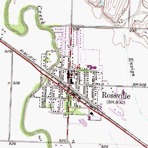 Topographic Map of Rossville Presbyterian Church, KS