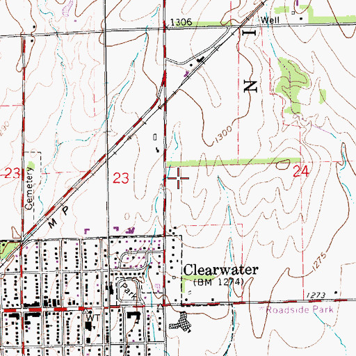 Topographic Map of Clearwater Evangelical Free Church, KS