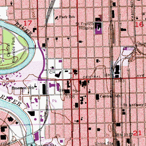 Topographic Map of First Presbyterian Church, KS