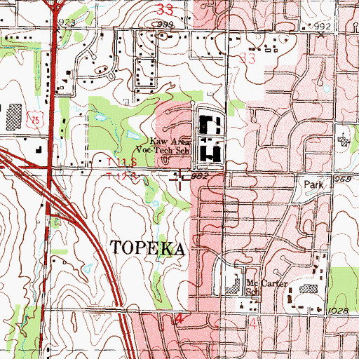 Topographic Map of Southwest Christian Church, KS