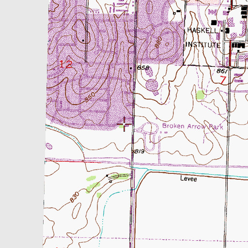 Topographic Map of Indian Hills Church of God, KS