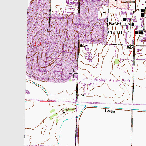 Topographic Map of Bridge Point Community Church, KS