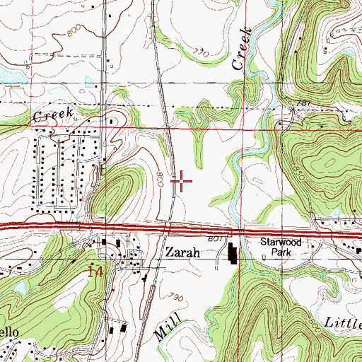 Topographic Map of Clear Creek Baptist Church, KS