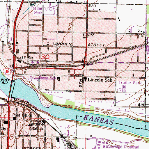 Topographic Map of North Lawrence Christian Church, KS