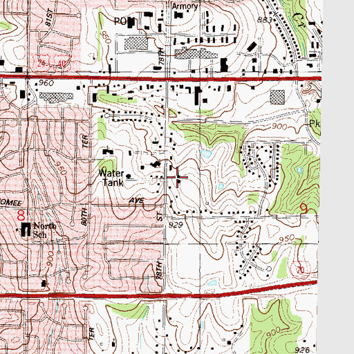 Topographic Map of Hillview Church of God, KS