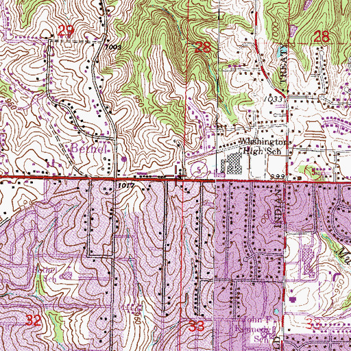 Topographic Map of First Baptist Church of Bethel, KS