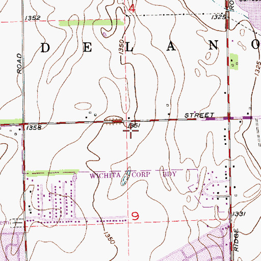 Topographic Map of Aldersgate United Methodist Church, KS