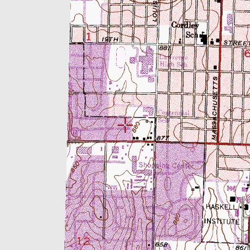 Topographic Map of Cornerstone Southern Baptist Church, KS