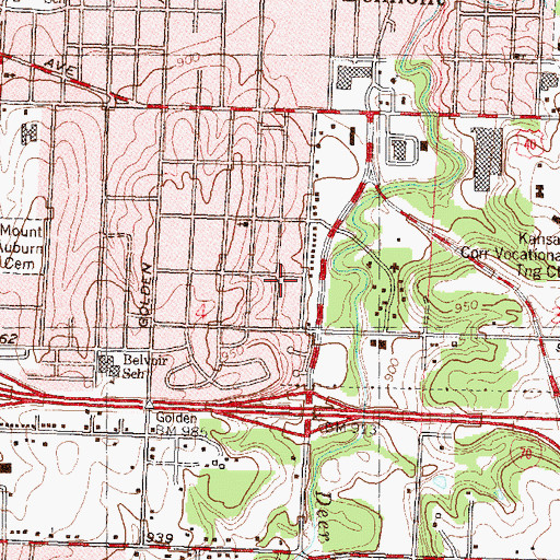 Topographic Map of El Shaddai Ministries Church of God in Christ, KS