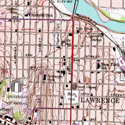 Topographic Map of Plymouth Congregational Church United Church of Christ, KS