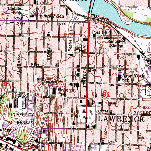 Topographic Map of First United Methodist Church, KS