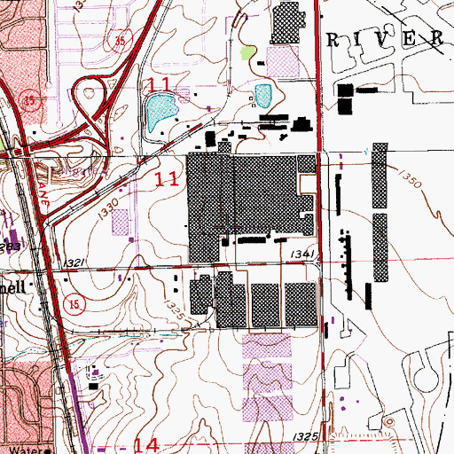 Topographic Map of Boeing Industrial Park, KS