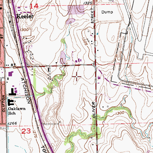 Topographic Map of Chelsea Industrial Park, KS