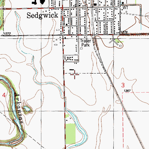 Topographic Map of Sedgwick Industrial Park, KS