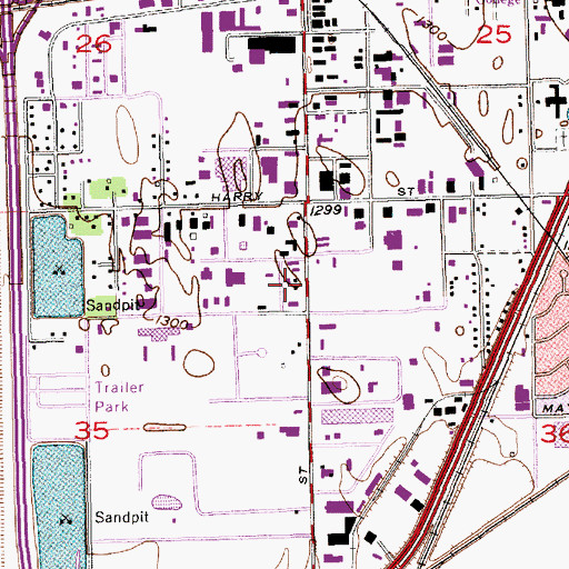Topographic Map of Alcorn Industrial Park, KS