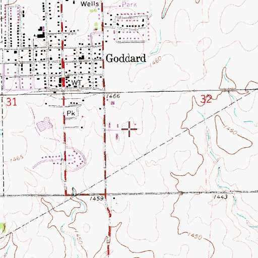 Topographic Map of Goddard Industrial Park, KS