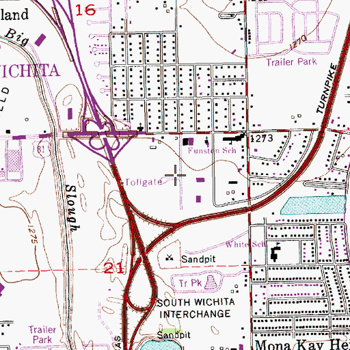 Topographic Map of Interstate 135 Turnpike Business Park, KS