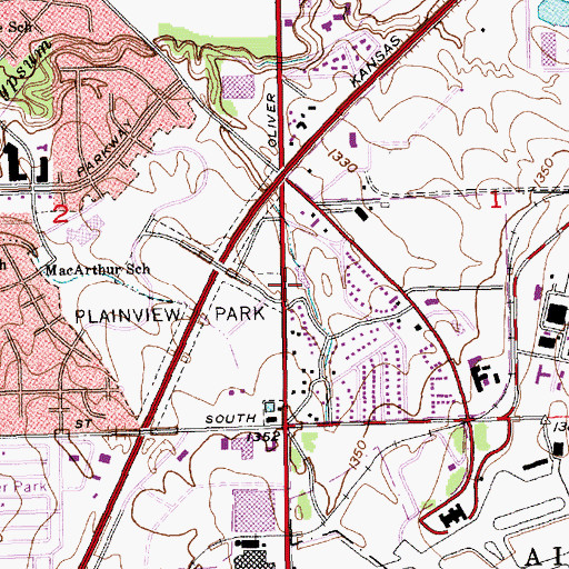 Topographic Map of Concord Business Park, KS
