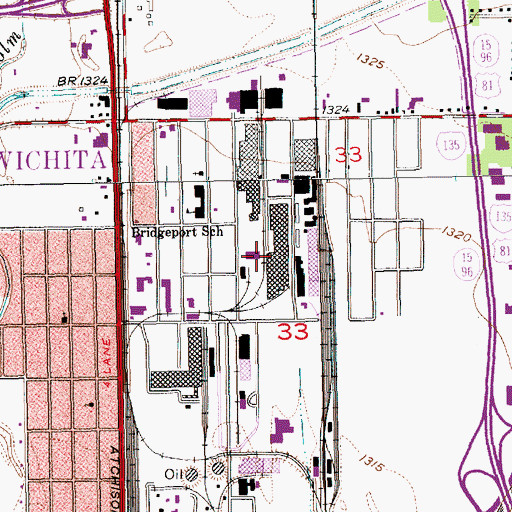 Topographic Map of Bridgeport Industrial Park, KS