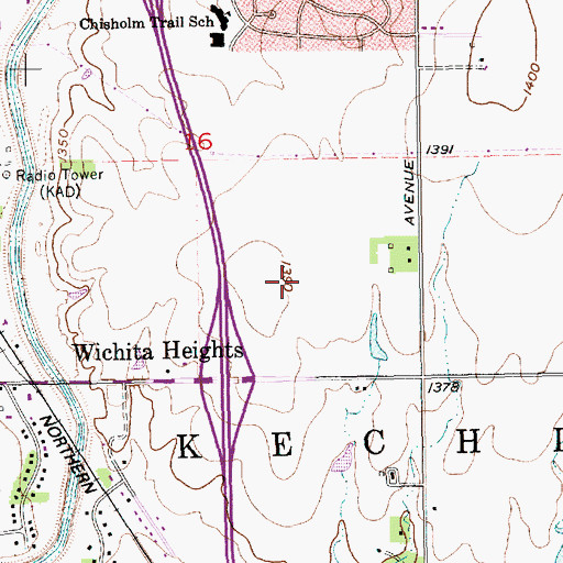 Topographic Map of Park City Industrial Park, KS