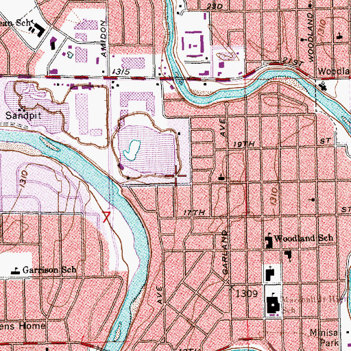 Topographic Map of Twin Lakes Office Park, KS