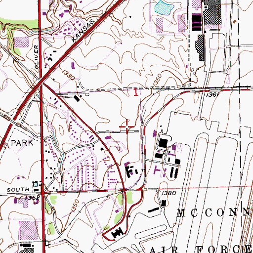 Topographic Map of Chuzy Business Park, KS