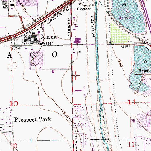 Topographic Map of Hoover Road Industrial Park, KS
