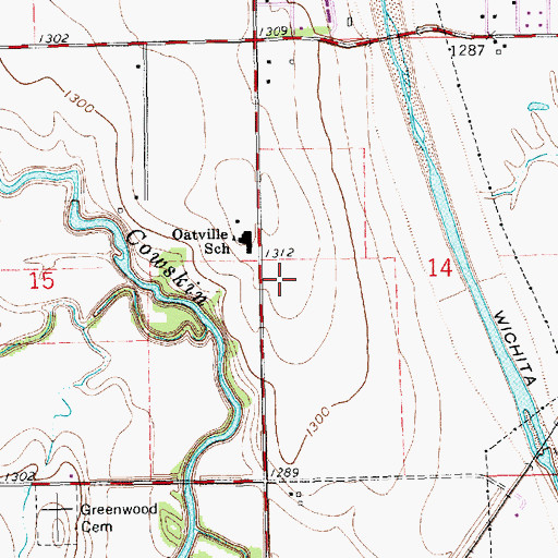 Topographic Map of Hope Community Baptist Church, KS