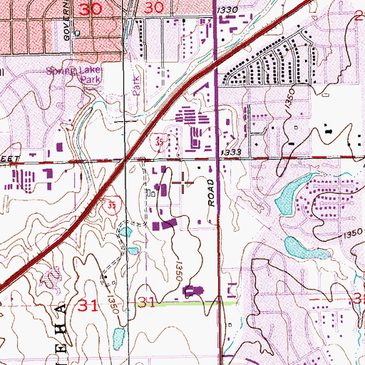 Topographic Map of Cherry Creek Shopping Center, KS