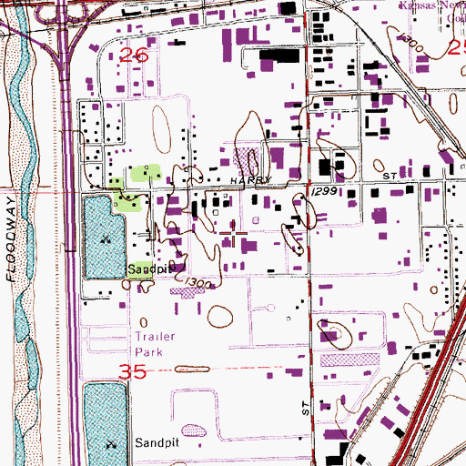 Topographic Map of Burnham Industrial Park, KS