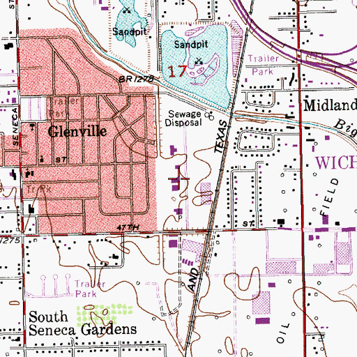 Topographic Map of Rock Island Industrial Park, KS