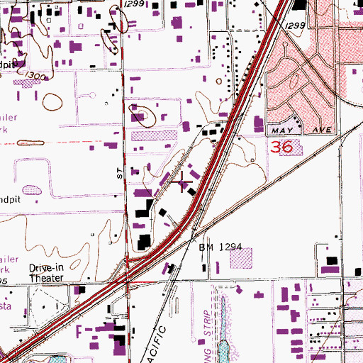 Topographic Map of John B Martin Industrial Park, KS