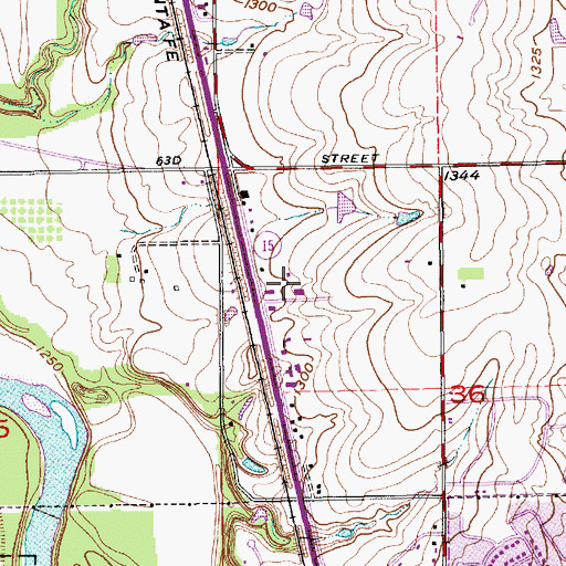 Topographic Map of K 15 Industrial Park, KS