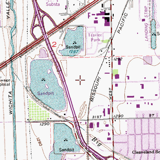 Topographic Map of Metro West Industrial Park, KS