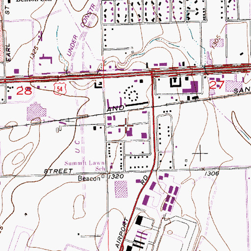 Topographic Map of Airport Industrial Park, KS