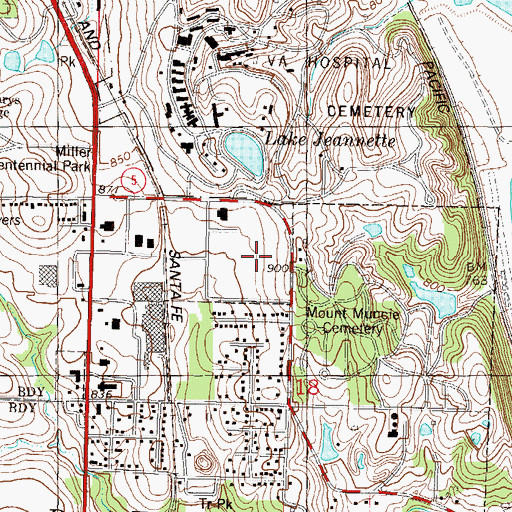 Topographic Map of Leavenworth Industrial Park, KS