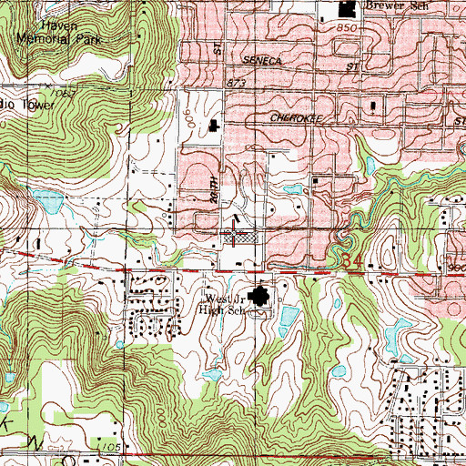 Topographic Map of Westside Plaza, KS