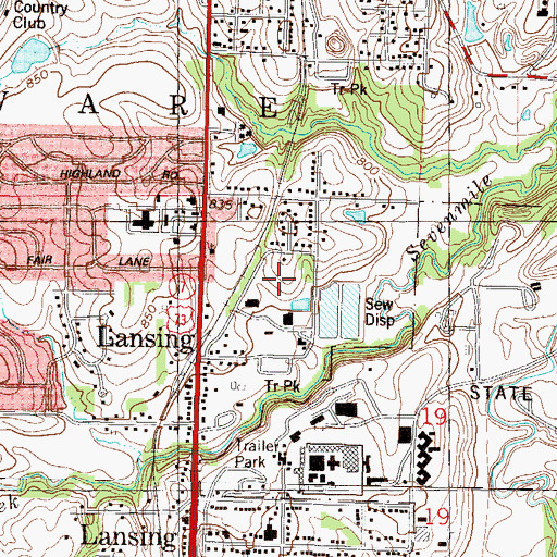 Topographic Map of Lansing Light Industrial Park, KS