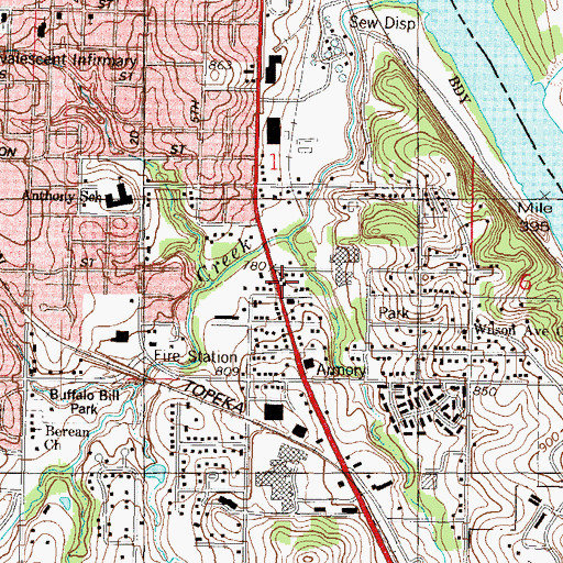 Topographic Map of Midtown Centre, KS