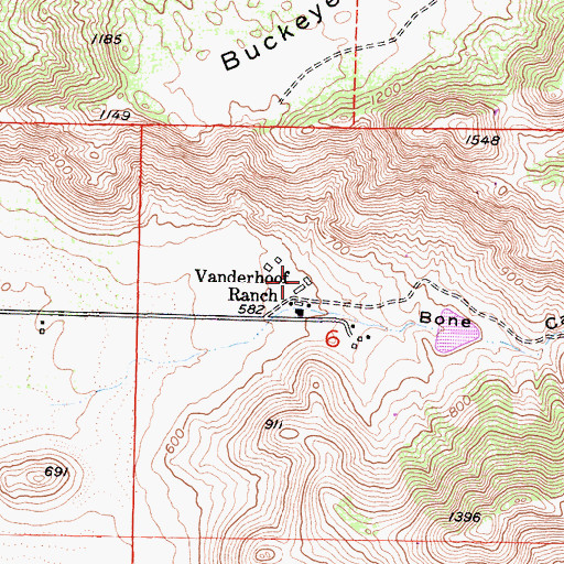 Topographic Map of Vanderhoof Ranch, CA
