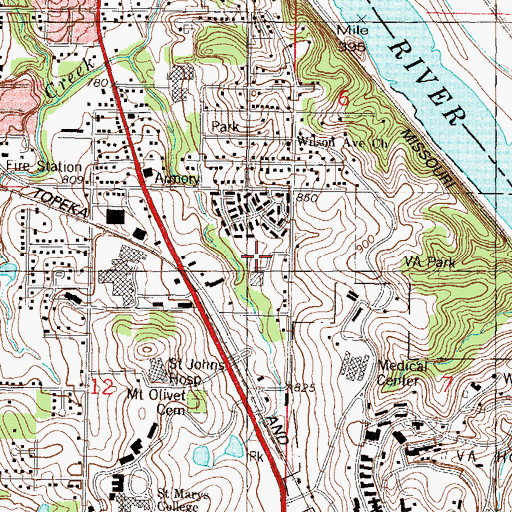 Topographic Map of Trailhead Business Center, KS