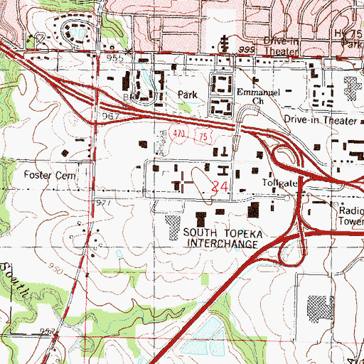 Topographic Map of Southgate Industrial Plaza, KS