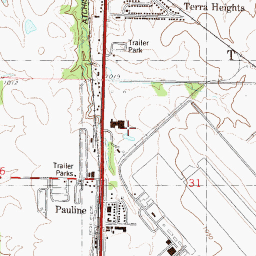 Topographic Map of South Topeka Industrial Park, KS
