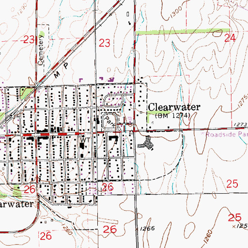 Topographic Map of Clearwater Water Tower, KS