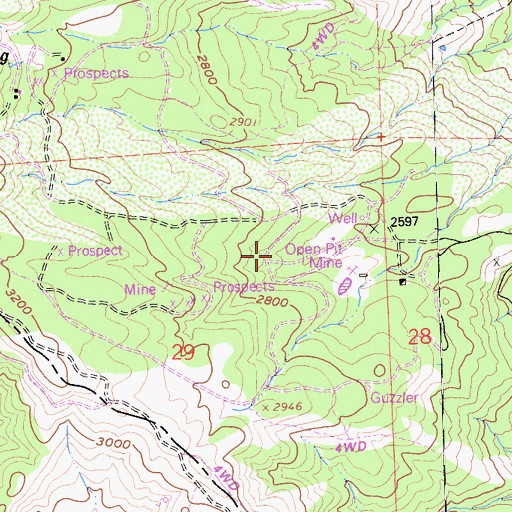 Topographic Map of Vaquero Spring, CA