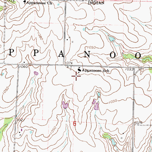 Topographic Map of Appanoose School Water Tank, KS