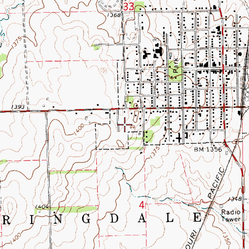 Topographic Map of Conway Springs Water Tower, KS