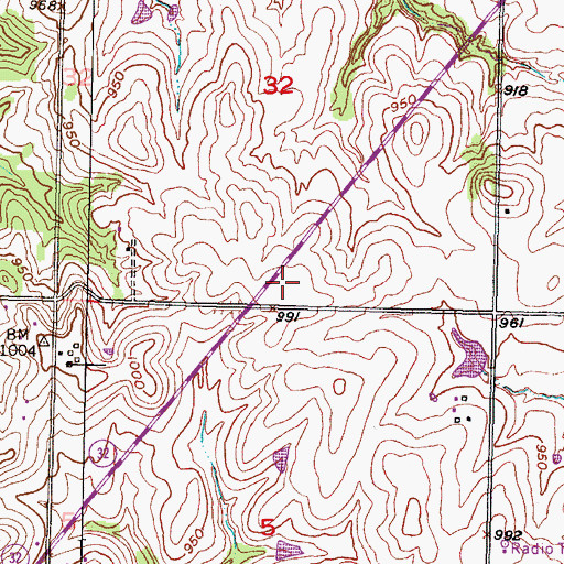 Topographic Map of Leavenworth County Rural Water District 7 Water Tower, KS