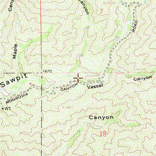 Topographic Map of Vassar Canyon, CA
