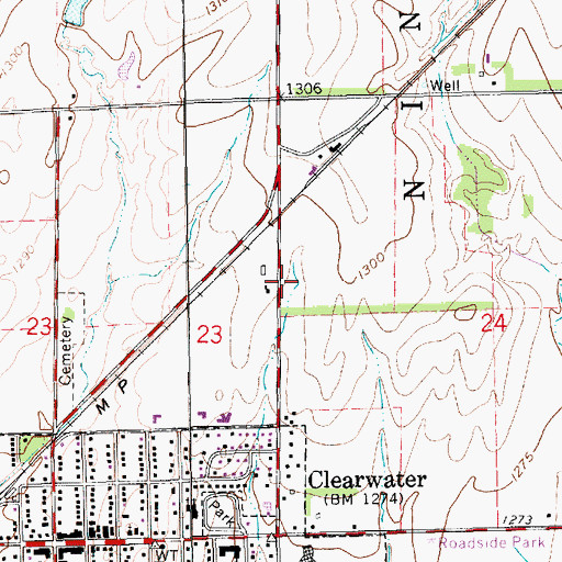 Topographic Map of Clearwater Post Office, KS